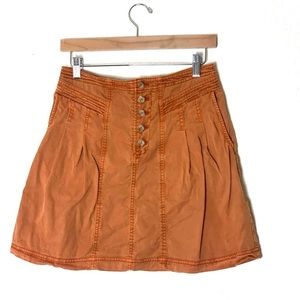 Anthropologie | Briony mini skirt button front burnt orange size 4
